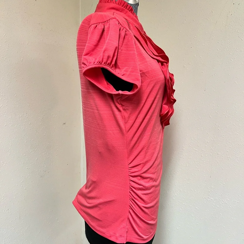 Coral pull over blouse in a bright beautiful Coral by Heartsoul in large - Picture 5 of 5